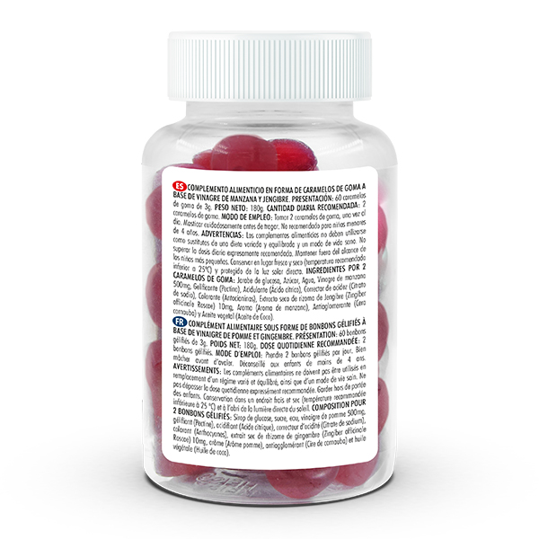 Gummies Vinagre de Manzana BestDiet - Etiqueta trasera con ingredientes